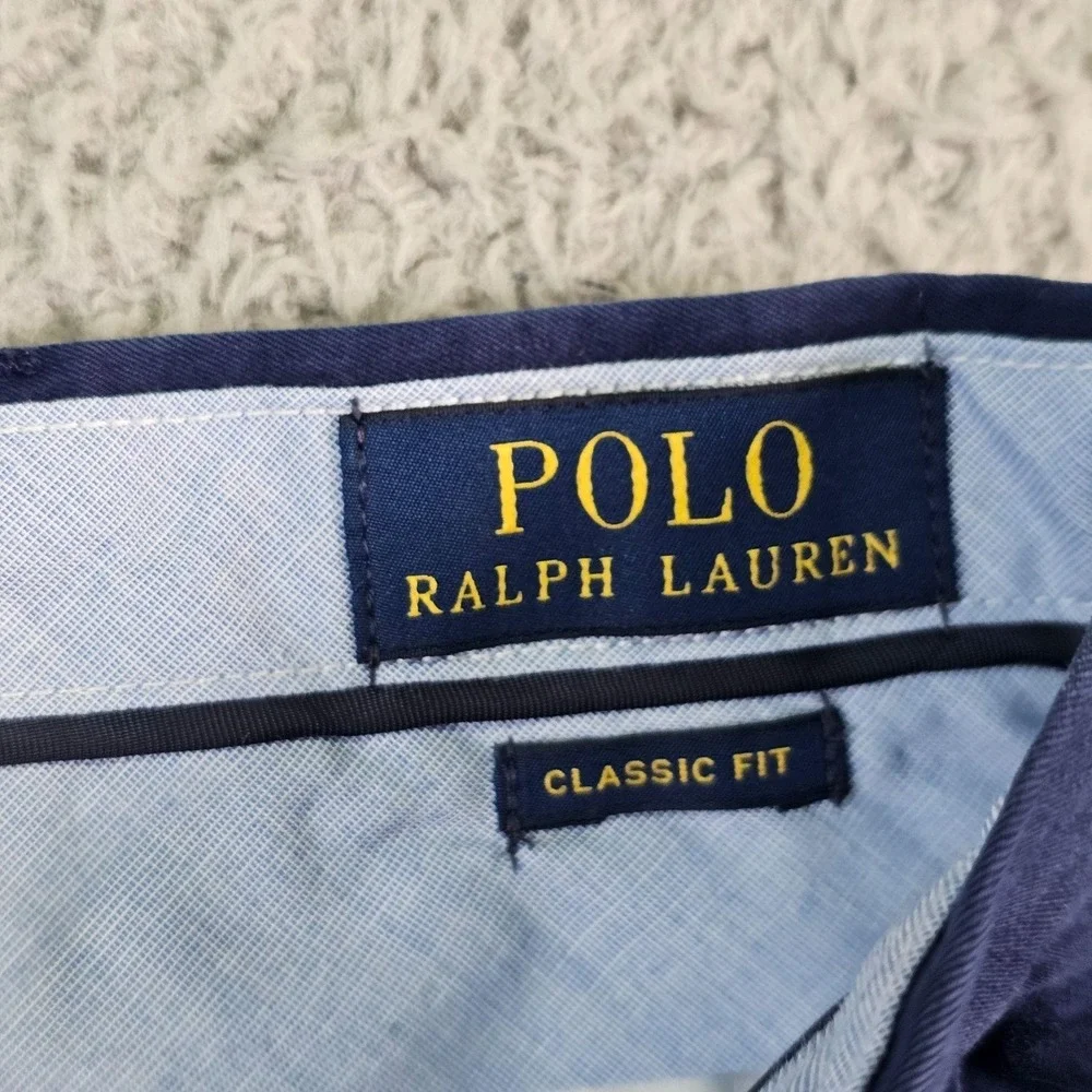 Polo Ralph Lauren Mens 36 Blue Cotton Canvas Chino Shorts 8 Inseam Classic Fit
